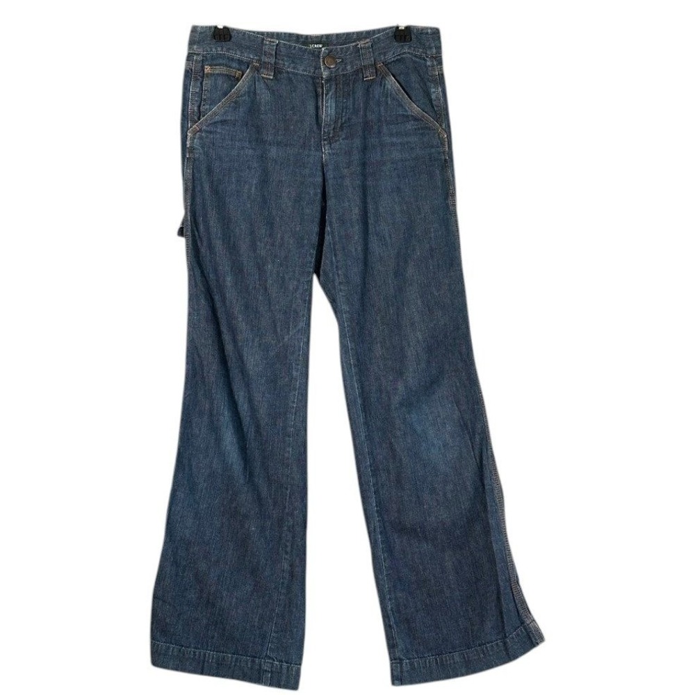 J.Crew Carpenter Jeans Womens 2 Blue Denim City Fit Wide Leg Utility Pants